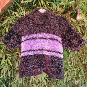 Fuzzy Esprit Mock Neck Cropped T-Shirt Y2K